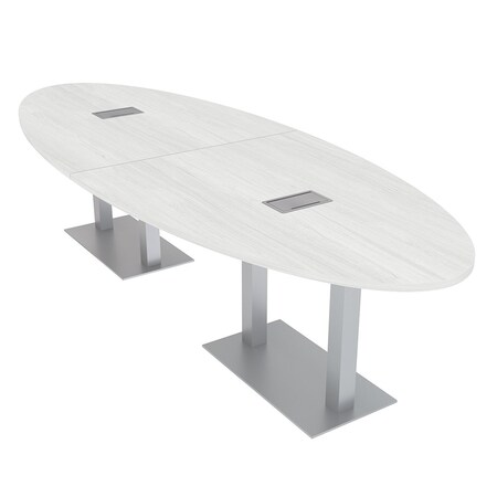 Skutchi Designs 45 in W, 144 in L, 29 in H, Engineered Wood Top, White HAR-OVL-46X143-DOU-ELEC-WHCYPRESS